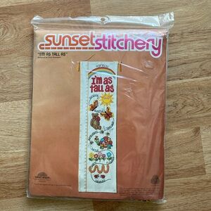 Sunset Stitchery I’m As Tall As needlepoint growth chart vintage 1979 NWT